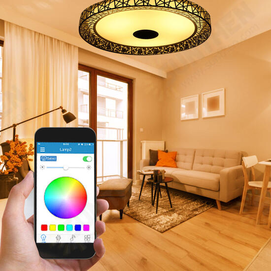 LED RGB Ceiling Light bluetooth Sound Lamp APP Remote Control 100-240V