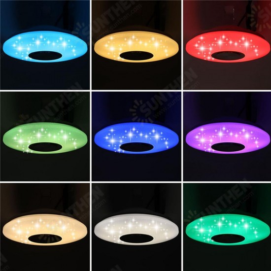 Modern 60W RGB LED Ceiling Light bluetooth Music Speaker Lamp Remote APP Control