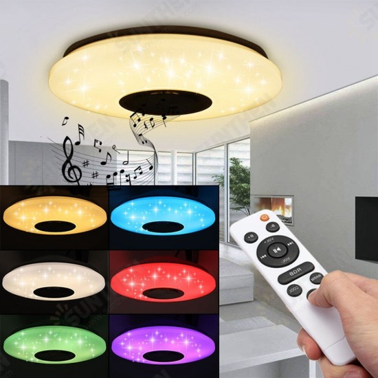 Modern 60W RGB LED Ceiling Light bluetooth Music Speaker Lamp Remote APP Control