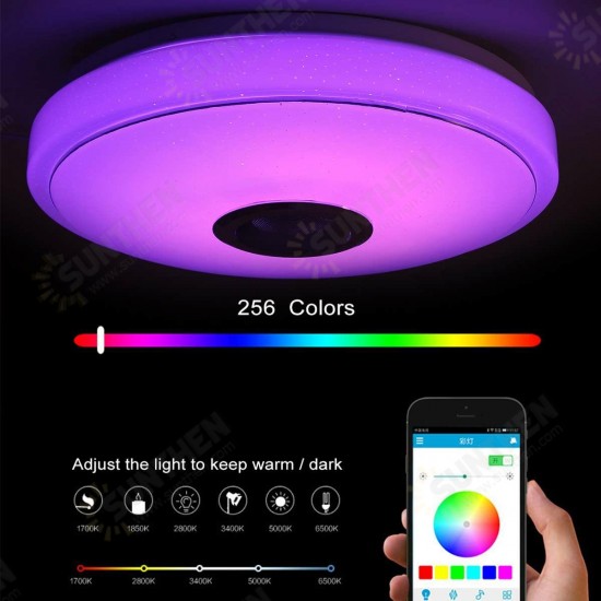 Modern RGB LED Ceiling Lamp Home Lighting APP bluetooth Music Light Bedroom Lamp Smart Ceiling Light + Remote Control