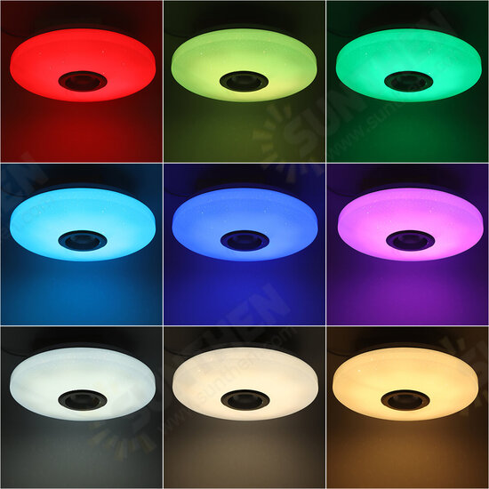 RGBW LED Ceiling Light Music Speaker Lamp Bluetooth APP + Remote Control Bedroom Smart Ceiling Lamp