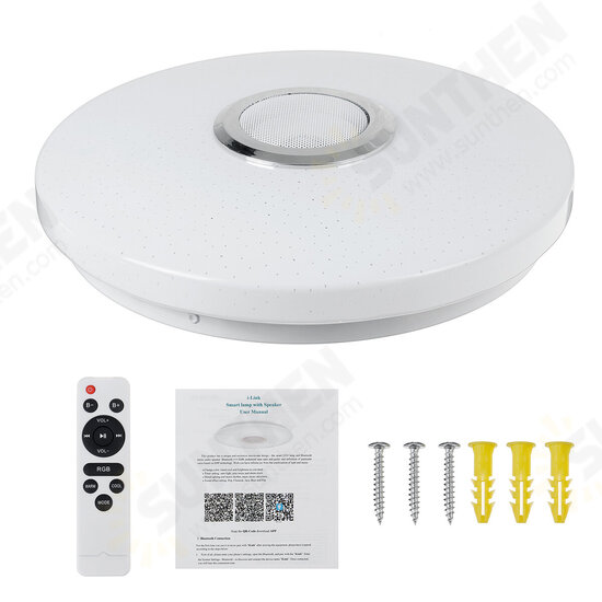 RGBW LED Ceiling Light Music Speaker Lamp Bluetooth APP + Remote Control Bedroom Smart Ceiling Lamp