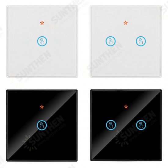 1/2 Gang Smart WIFI Crystal Glass Panel Switch Light Touch Screen Wall Decoration