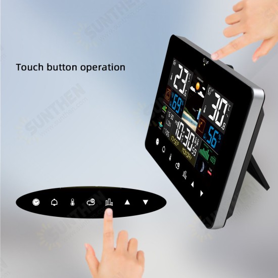 2022 Newest Weather Station Touch Screen Wireless Indoor Outdoor Thermometer Table Clock with Sunrise and Sunset Time Moon Phases and Tides and Mold Risk