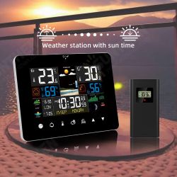 2022 Newest Weather Station Touch Screen Wireless Indoor Outdoor Thermometer Table Clock with Sunrise and Sunset Time Moon Phases and Tides and Mold Risk 2022 Newest Weather Station Touch Screen Wireless Indoor Outdoor Thermometer Table Clock with Sunrise and Sunset Time Moon Phases and Tides and Mold Risk