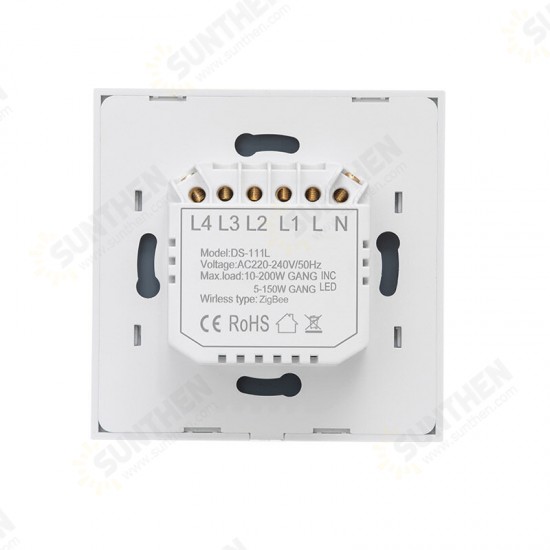 220-240V Tuya ZB Single Fire Zero Shared Smart Touch Switch Wall Panel Lamp Control Work with Alexa Google Home