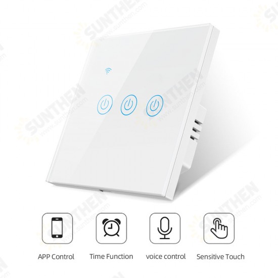 220-240V Tuya ZB Single Fire Zero Shared Smart Touch Switch Wall Panel Lamp Control Work with Alexa Google Home