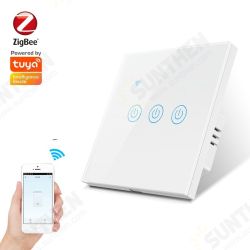 220-240V Tuya ZB Single Fire Zero Shared Smart Touch Switch Wall Panel Lamp Control Work with Alexa Google Home 220-240V Tuya ZB Single Fire Zero Shared Smart Touch Switch Wall Panel Lamp Control Work with Alexa Google Home