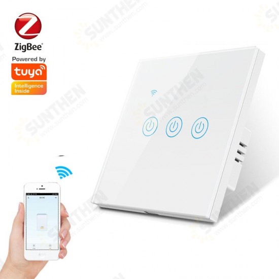 220-240V Tuya ZB Single Fire Zero Shared Smart Touch Switch Wall Panel Lamp Control Work with Alexa Google Home