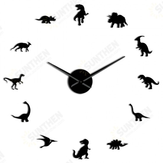 47 Inch Jurassic Dinosaurs Wall Art T-Rex DIY Large Wall Clock Kids Room Decoration Giant Frameless Wall Clock Dino Modern Clock Watch