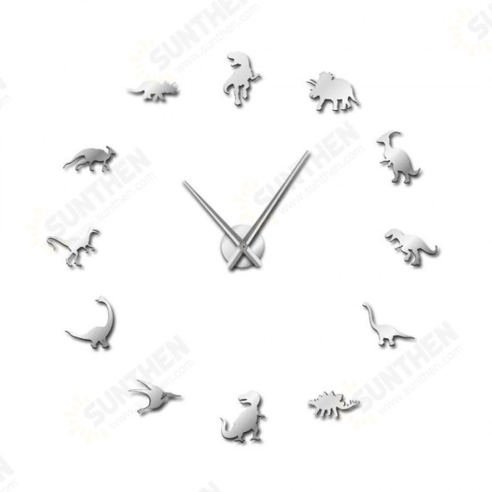 47 Inch Jurassic Dinosaurs Wall Art T-Rex DIY Large Wall Clock Kids Room Decoration Giant Frameless Wall Clock Dino Modern Clock Watch