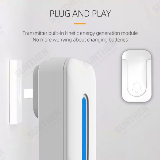 ML-A2 433MHz Wireless Pressing Self-powered Doorbell Long Distance Waterproof Elderly Pager For Smart Home