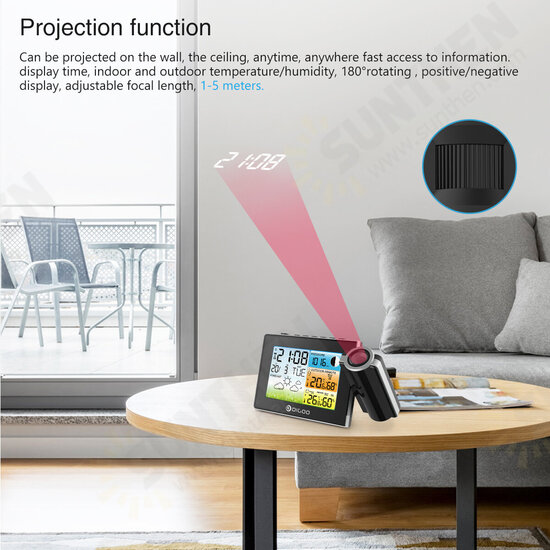 Weather Station with Projection Clock Digital Table Alarm Clock Time Projector Color Thermometer Hygrometer Forecast Comfort Wireless Sensor Weather Station with Projection Clock Digital Table Alarm Clock Time Projector Color Thermometer Hygrometer Forecast Comfort Wireless Sensor