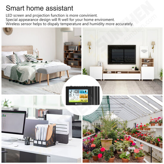 Weather Station with Projection Clock Digital Table Alarm Clock Time Projector Color Thermometer Hygrometer Forecast Comfort Wireless Sensor Weather Station with Projection Clock Digital Table Alarm Clock Time Projector Color Thermometer Hygrometer Forecast Comfort Wireless Sensor