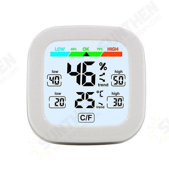 Digital Hygrometer Thermometer Indoor Temperature Humidity Meter Sensor 24H Data Record LCD Display Magnetic Adsorption with Trend Backlight Weather Station