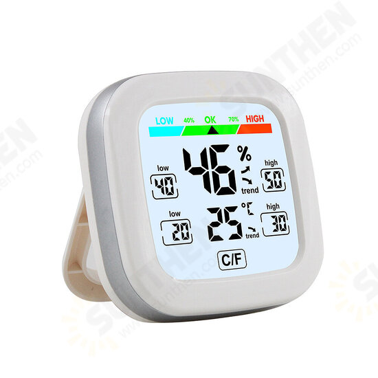 Digital Hygrometer Thermometer Indoor Temperature Humidity Meter Sensor 24H Data Record LCD Display Magnetic Adsorption with Trend Backlight Weather Station