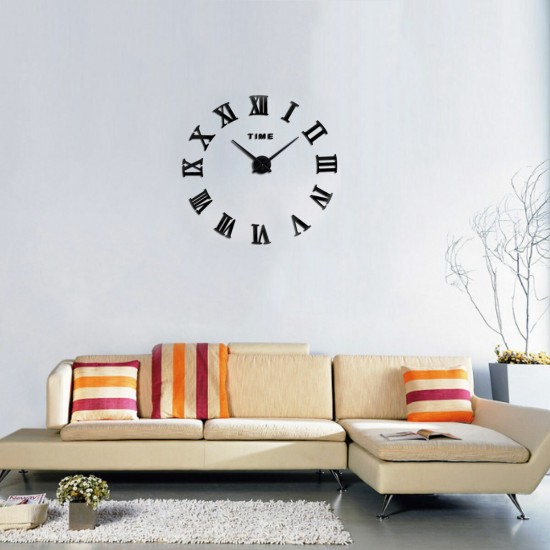 Digital Large 3D Wall Clock Acrylic Sticker DIY Home Room Clocks Decor Modern