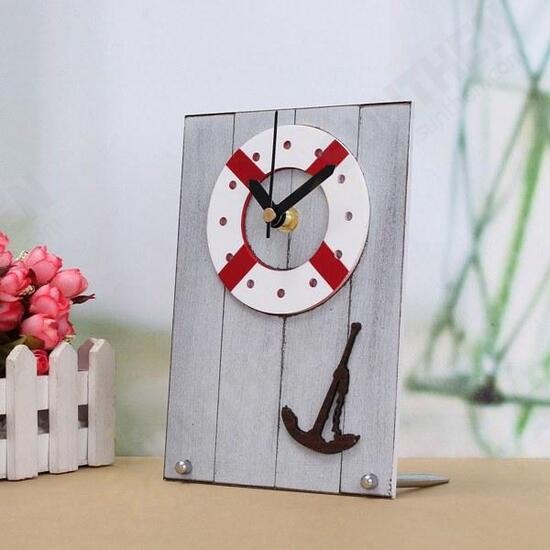 European Mediterranean Style Clock Table Desktop Clock Wood For Gift Room Decor