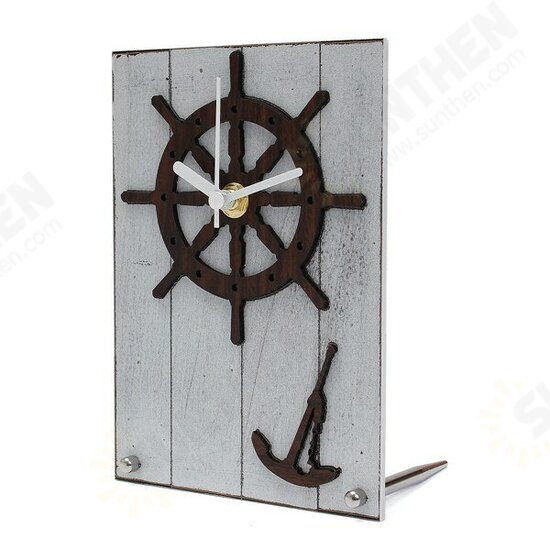 European Mediterranean Style Desktop Clock Wood For Gift Room Decor European Mediterranean Style Desktop Clock Wood For Gift Room Decor