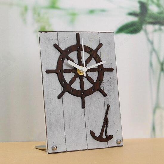 European Mediterranean Style Desktop Clock Wood For Gift Room Decor European Mediterranean Style Desktop Clock Wood For Gift Room Decor