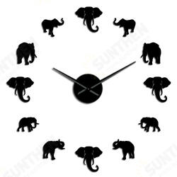 Jungle Animals Elephant DIY Large Wall Clock Home Decor Modern Design Mirror Effect Giant Frameless Elephants DIY Clock Watch Jungle Animals Elephant DIY Large Wall Clock Home Decor Modern Design Mirror Effect Giant Frameless Elephants DIY Clock Watch