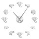 Jungle Animals Elephant DIY Large Wall Clock Home Decor Modern Design Mirror Effect Giant Frameless Elephants DIY Clock Watch