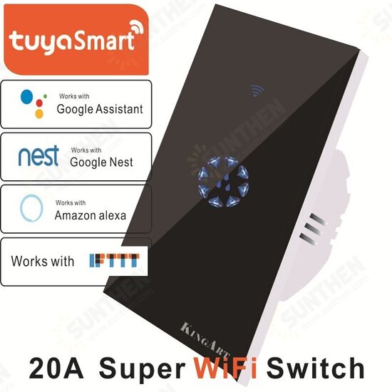 Tuya 20A Smart WIFI Touch Wall Switch Panel EU Standard Remote Control Works with Amazon Alexa Google Home