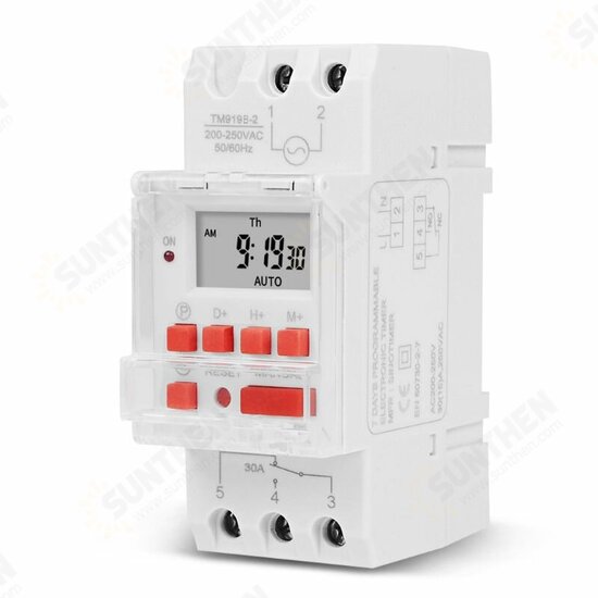 TM919B 30A Timer Switch Time Controller Automatic Cycle Timing Switch Output Built-in Battery TM919B 30A Timer Switch Time Controller Automatic Cycle Timing Switch Output Built-in Battery