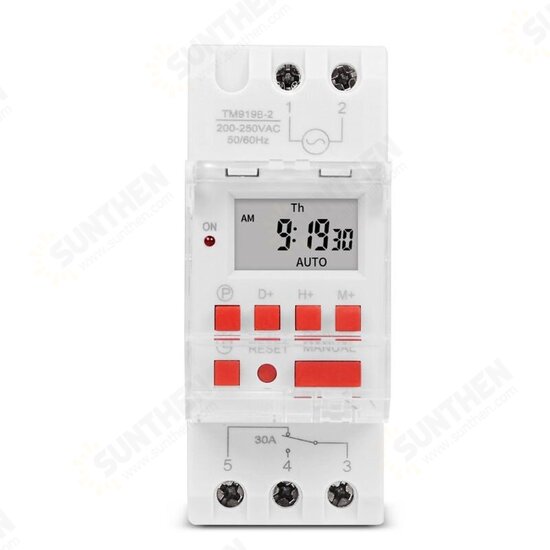 TM919B 30A Timer Switch Time Controller Automatic Cycle Timing Switch Output Built-in Battery TM919B 30A Timer Switch Time Controller Automatic Cycle Timing Switch Output Built-in Battery