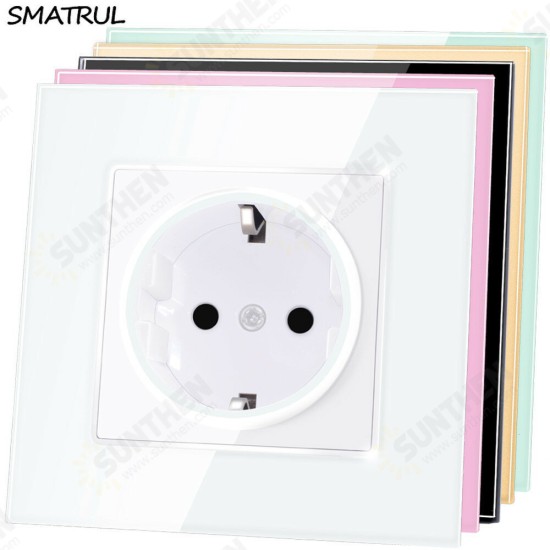 YB-B2006 Type 86 16A Wall Socket European Standard Household Glass Panel Power Socket