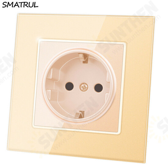 YB-B2006 Type 86 16A Wall Socket European Standard Household Glass Panel Power Socket