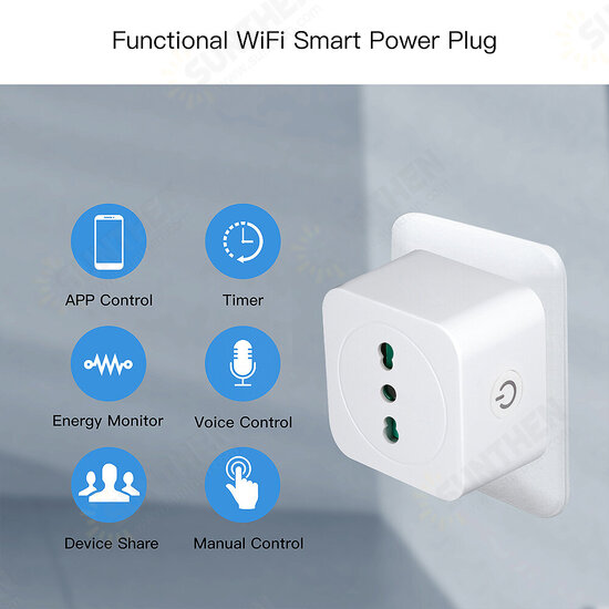 16A Smart WiFi Power Meter Switch Italy Plug Intelligent Energy Controller Remote APP On/Off Control Monitoring Timer Setting Voice Control Device Sharing Energy Saving Socket