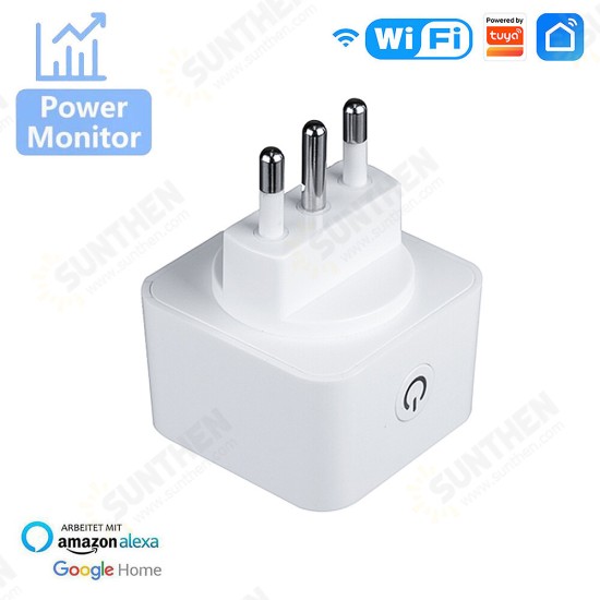 16A Smart WiFi Power Meter Switch Italy Plug Intelligent Energy Controller Remote APP On/Off Control Monitoring Timer Setting Voice Control Device Sharing Energy Saving Socket