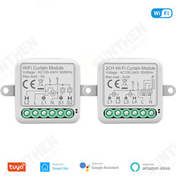 Tuya Smart Wifi Curtain Switch Module 3A Support 1/2 Gang Electric Motor for Roller Blinds Shutters APP Remote Control Compatible with Amazon Alexa & Google Home Tuya Smart Wifi Curtain Switch Module 3A Support 1/2 Gang Electric Motor for Roller Blinds Shutters APP Remote Control Compatible with Amazon Alexa & Google Home