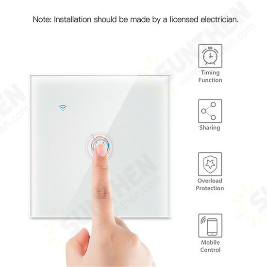 Tuya WIFI 2.4GHZ 1/2/3 Gang Touch Switch Two-wire Shared Panel Home Lighting Work with Alexa Google Home