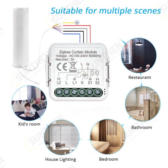 Tuya ZB Smart Curtain On-off Module APP Remote Control Timing Switch Compatible with Amazon Alexa /Google Home