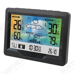 Wireless Weather Station Clock Digital Indoor Thermometer Hygrometer Meter 12H Air Pressure Record Moon Phase Barometer Weather Forecast Temperature Alarm Clock Wireless Weather Station Clock Digital Indoor Thermometer Hygrometer Meter 12H Air Pressure Record Moon Phase Barometer Weather Forecast Temperature Alarm Clock
