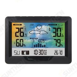 Wireless Weather Station Clock Digital Indoor Thermometer Hygrometer Meter 12H Air Pressure Record Moon Phase Barometer Weather Forecast Temperature Alarm Clock Wireless Weather Station Clock Digital Indoor Thermometer Hygrometer Meter 12H Air Pressure Record Moon Phase Barometer Weather Forecast Temperature Alarm Clock