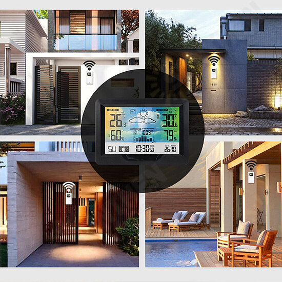 Wireless Weather Station Clock Digital Indoor Thermometer Hygrometer Meter 12H Air Pressure Record Moon Phase Barometer Weather Forecast Temperature Alarm Clock Wireless Weather Station Clock Digital Indoor Thermometer Hygrometer Meter 12H Air Pressure Record Moon Phase Barometer Weather Forecast Temperature Alarm Clock