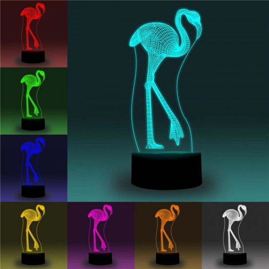 3D LED Illusion Dinosaur/Flamingo/Car/Plane/Opera House/Statue of Liberty Shape USB 7 Color Table Night Light Lamp APP Control Child Gift