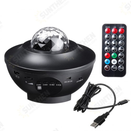 Multicolor Rotating LED Projector Lamp Star Night Light Music bluetooth with Remote Controller