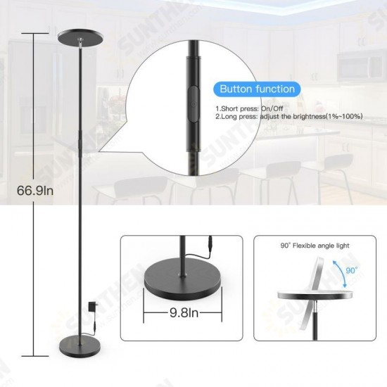 AC100-240V 24W Smart Wifi RGB+CCT 2000LM Floor Lamp Dimmable APP Voice Control Works with Google Home Alexa