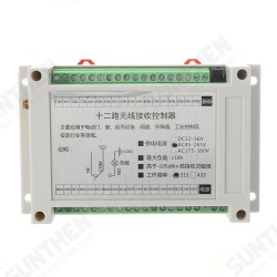 12V-24V 220V 12-way 10A Industrial-grade High-power Wireless Switch Learning Code Switch with 12-key Remote Controller 12V-24V 220V 12-way 10A Industrial-grade High-power Wireless Switch Learning Code Switch with 12-key Remote Controller