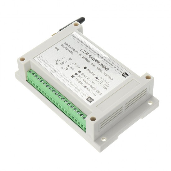 12V-24V 220V 12-way 10A Industrial-grade High-power Wireless Switch Learning Code Switch with 12-key Remote Controller