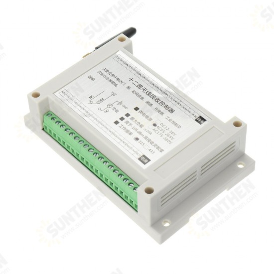 12V-24V 220V 12-way 10A Industrial-grade High-power Wireless Switch Learning Code Switch with 12-key Remote Controller