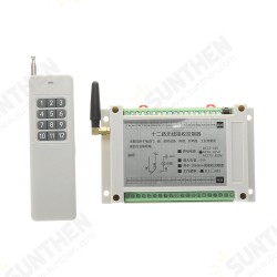 12V-24V 220V 12-way 10A Industrial-grade High-power Wireless Switch Learning Code Switch with 12-key Remote Controller 12V-24V 220V 12-way 10A Industrial-grade High-power Wireless Switch Learning Code Switch with 12-key Remote Controller