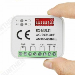 2 Channel Garage Gate Remote Receiver RX MULTI 300-900MHZ AC/DC 9-30V Receiver for Garage Door Command Gate Control Transmitter 2 Channel Garage Gate Remote Receiver RX MULTI 300-900MHZ AC/DC 9-30V Receiver for Garage Door Command Gate Control Transmitter