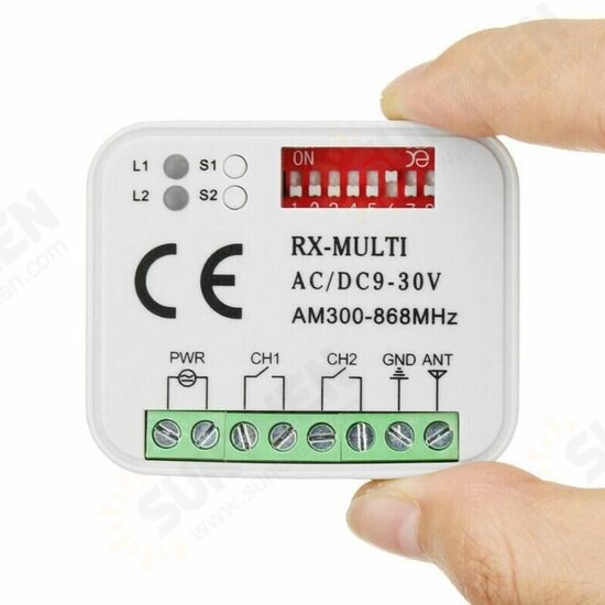 2 Channel Garage Gate Remote Receiver RX MULTI 300-900MHZ AC/DC 9-30V Receiver for Garage Door Command Gate Control Transmitter