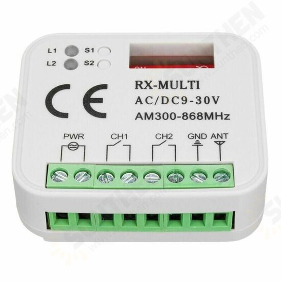 2 Channel Garage Gate Remote Receiver RX MULTI 300-900MHZ AC/DC 9-30V Receiver for Garage Door Command Gate Control Transmitter