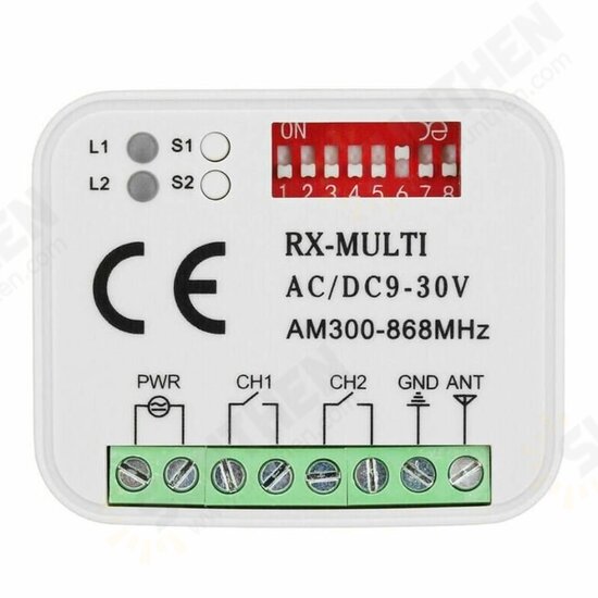 2 Channel Garage Gate Remote Receiver RX MULTI 300-900MHZ AC/DC 9-30V Receiver for Garage Door Command Gate Control Transmitter